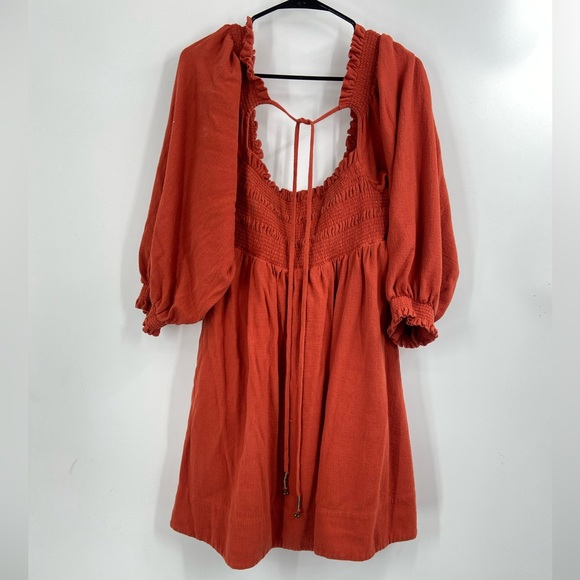 Free People Dresses & Skirts - Free People This Is Everything Smocked Burnt Orange Mini Dress Large